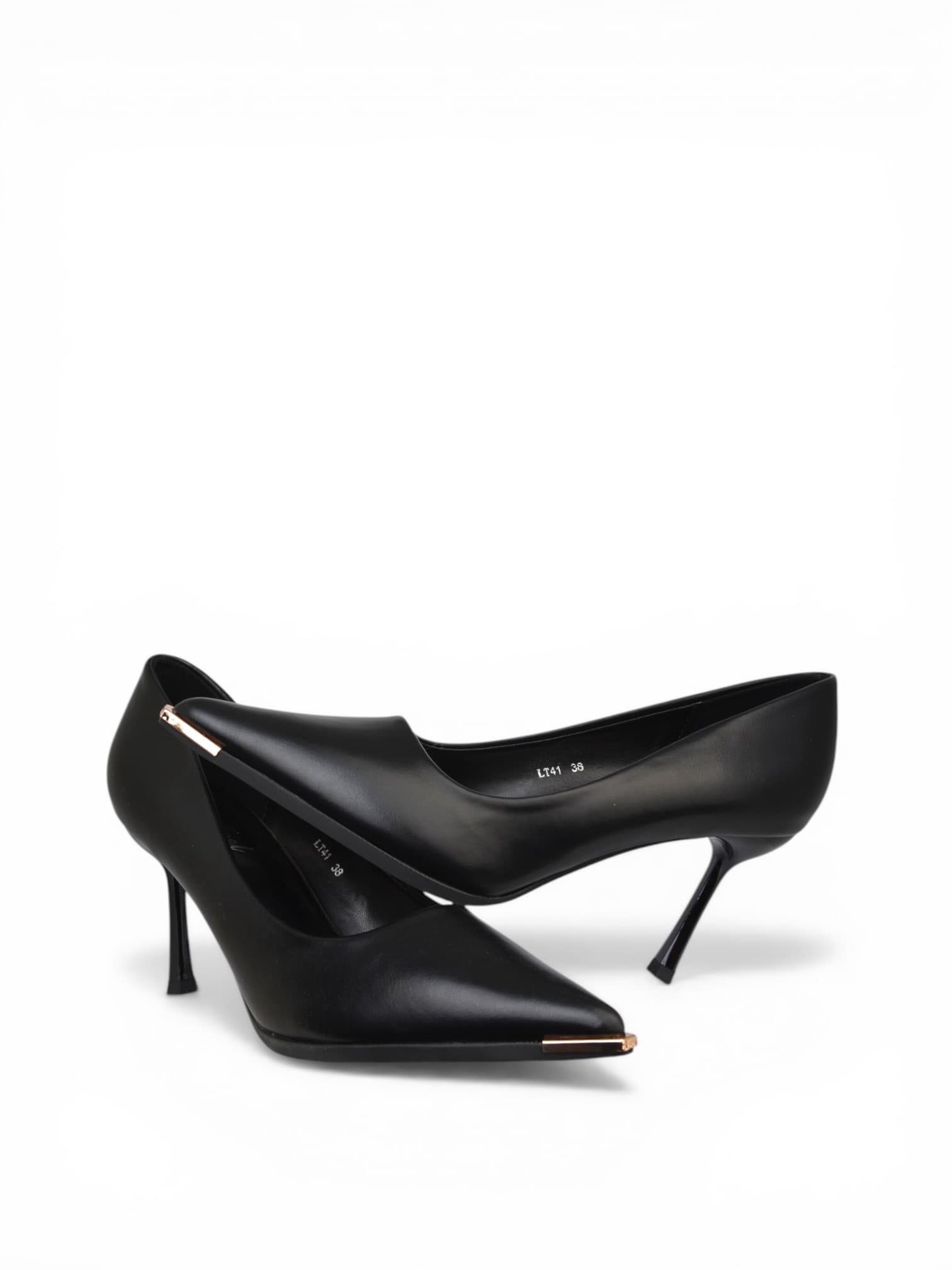 Szpilki klasyczne ze złotym szpicem CZARNE