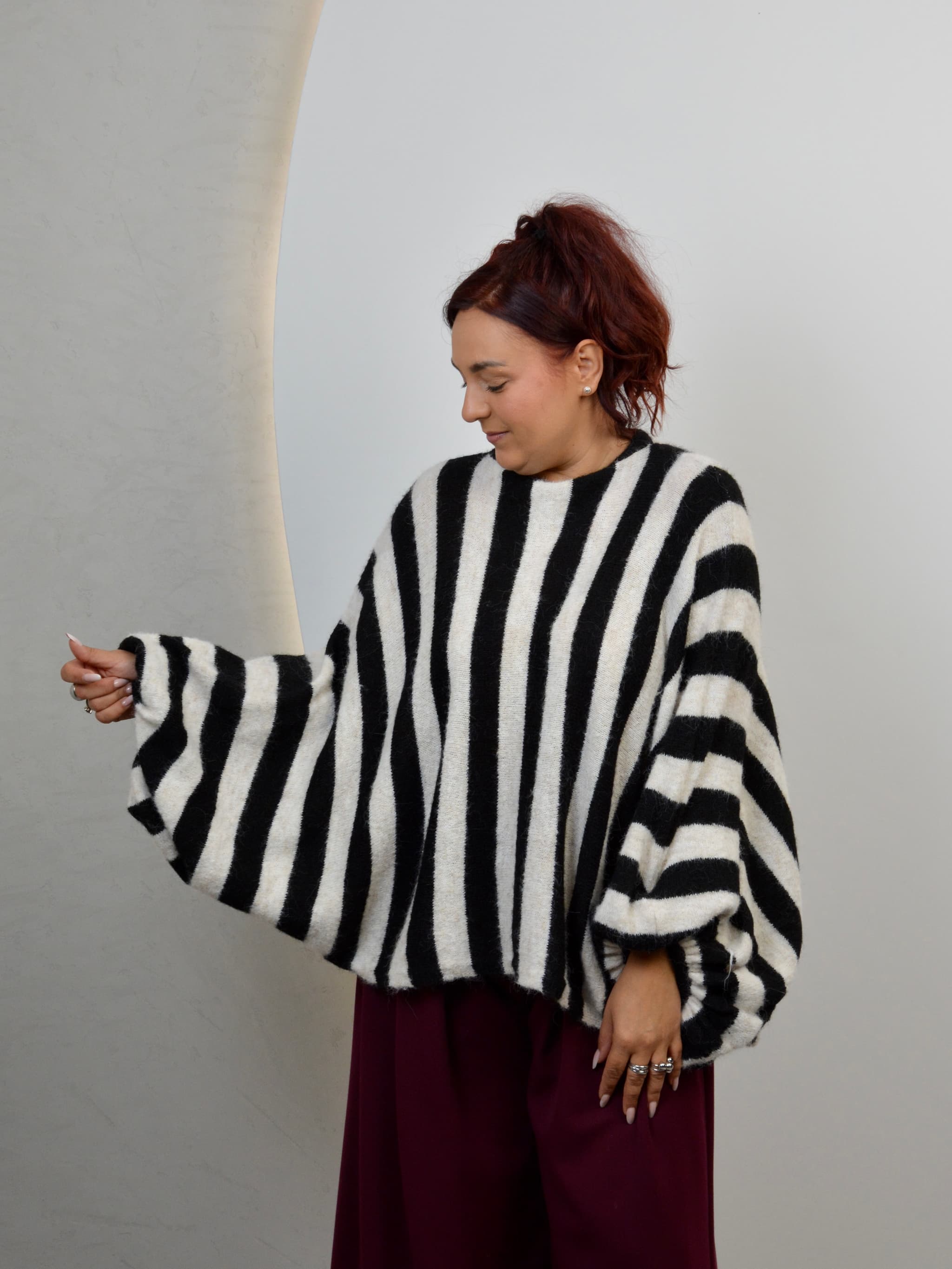 Sweter w paski z dodatkiem wełny