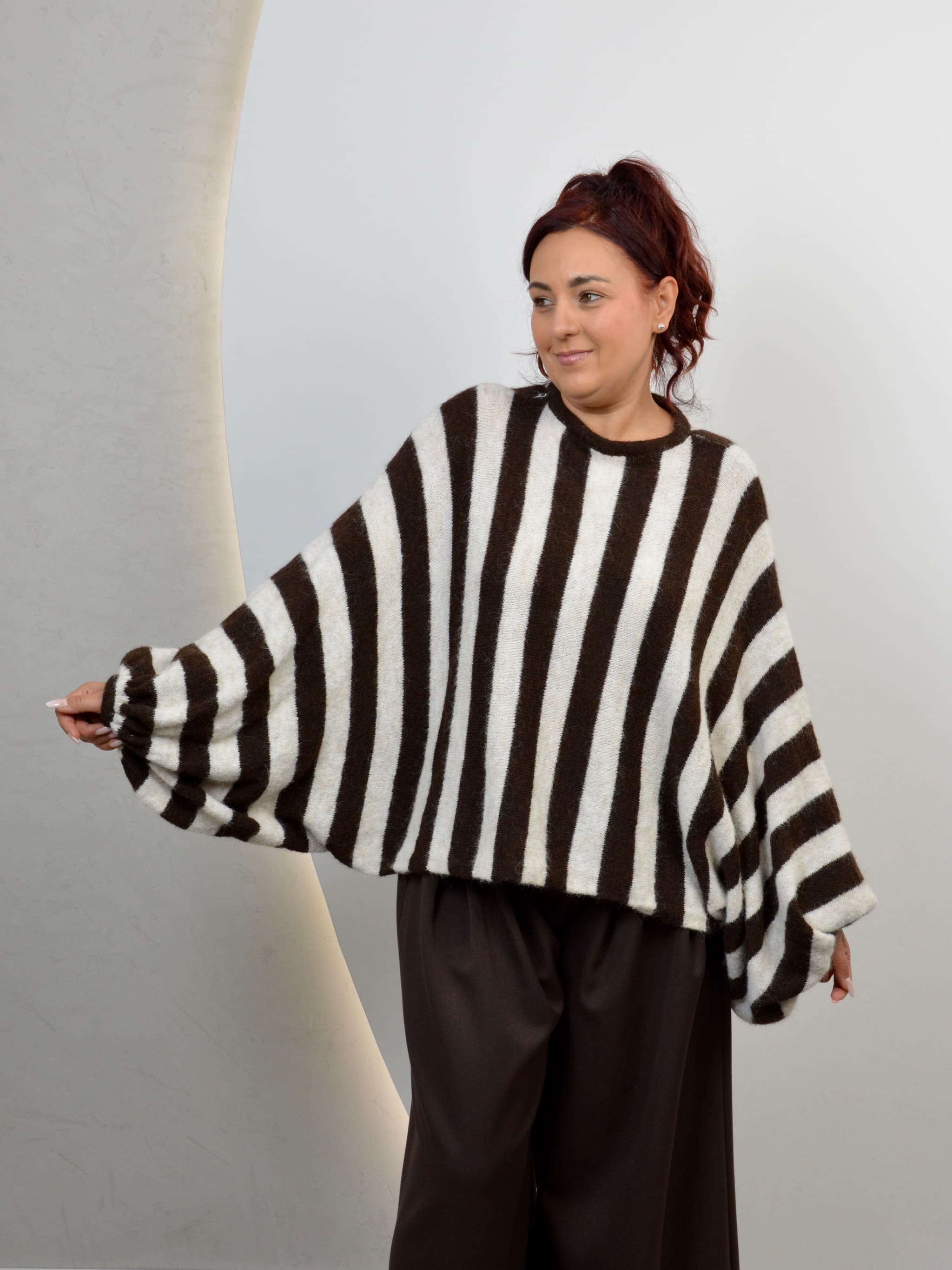 Sweter w paski z dodatkiem wełny