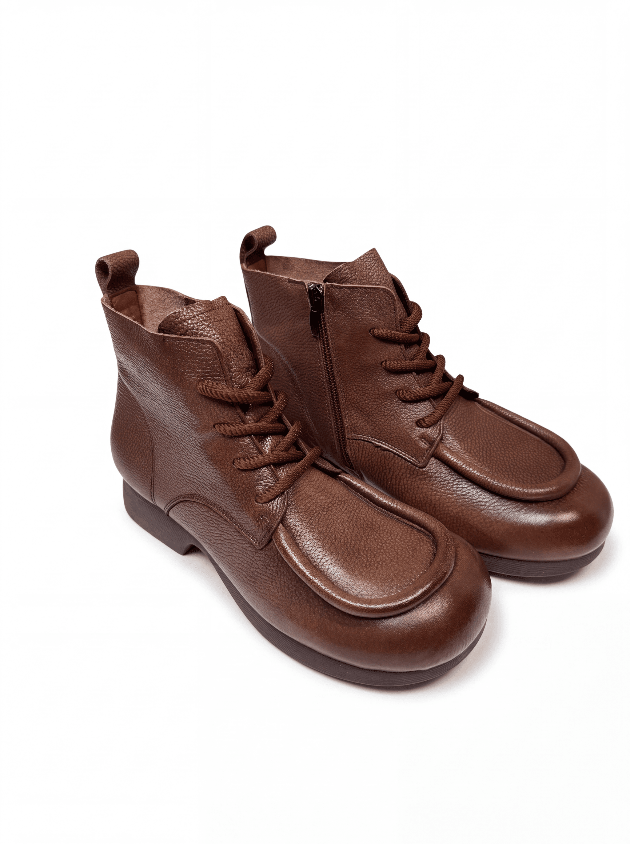 Botki krótkie w stylu vintage CZEKOLADA